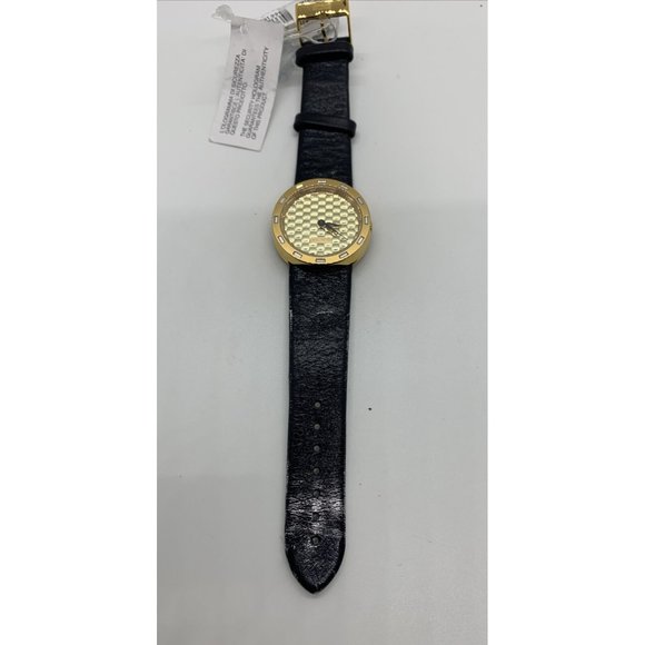 Just Cavalli Analog Golden Dial Women\'s Watch - R725111551 w/ Black Leather Band